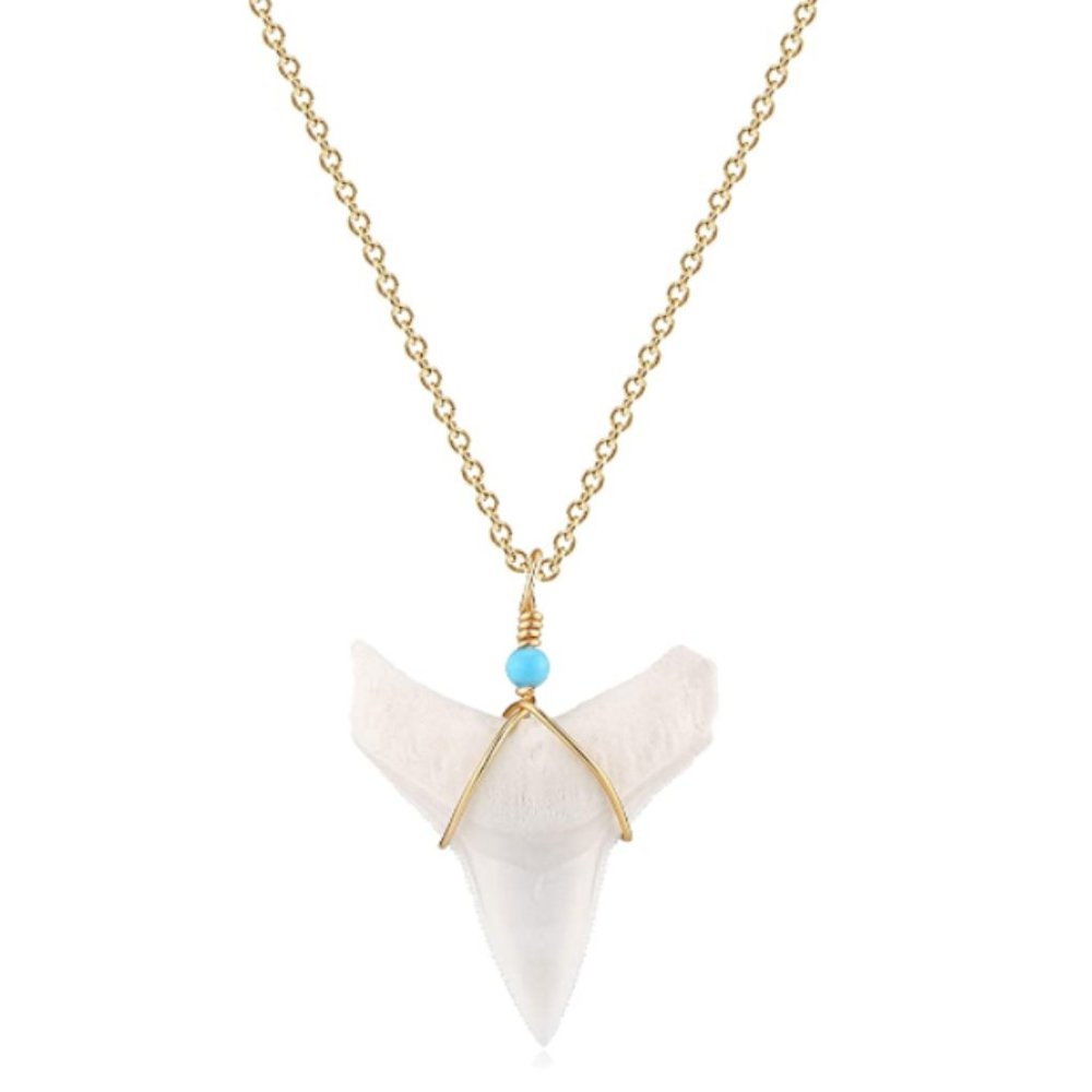 VACRONA 18k Gold Plated Shark Tooth Necklace